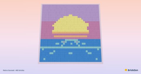 Retro Sunset built from 419 toy bricks