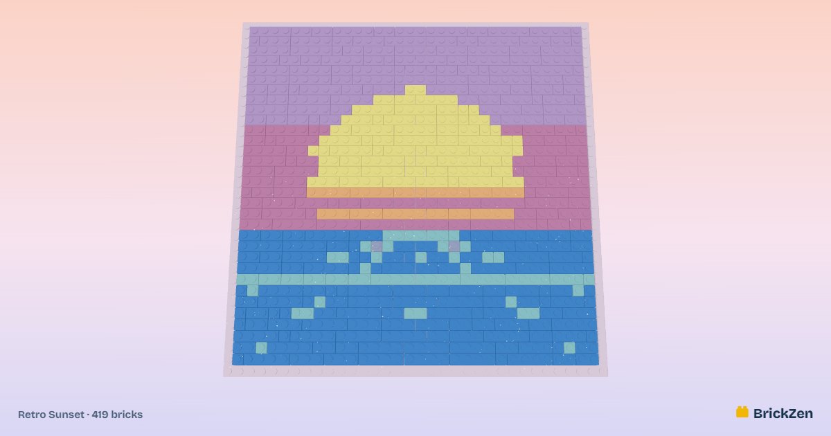 Retro Sunset built from 419 toy bricks in BrickZen