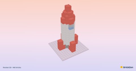 Rocket 3D built from 146 toy bricks