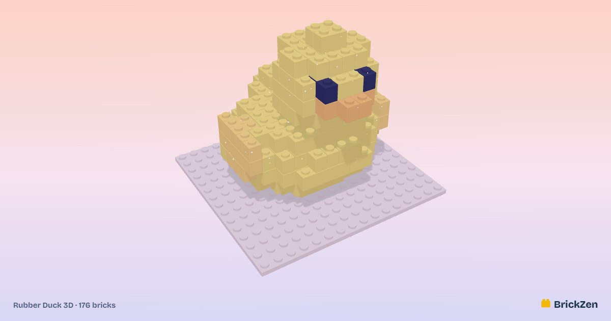 Rubber Duck 3D built from 176 toy bricks in BrickZen