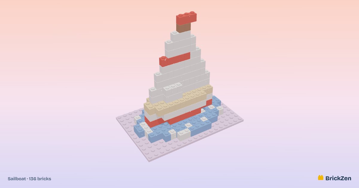 Sailboat built from 136 toy bricks in BrickZen