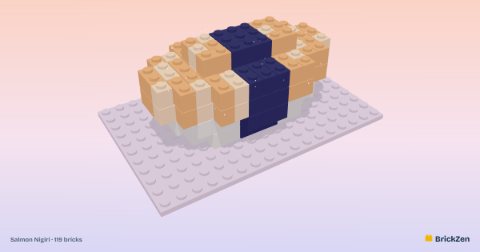Salmon Nigiri built from 119 toy bricks