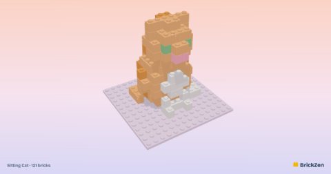 Sitting Cat built from 121 toy bricks