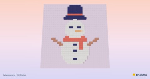 Schneemann aus 152 Spielzeugsteinen