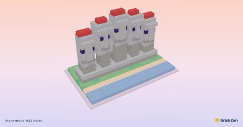 Stone Heads built from 633 toy bricks