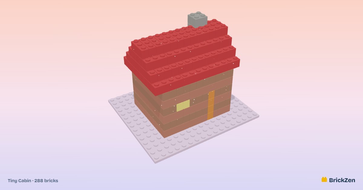 Tiny Cabin built from 288 toy bricks in BrickZen