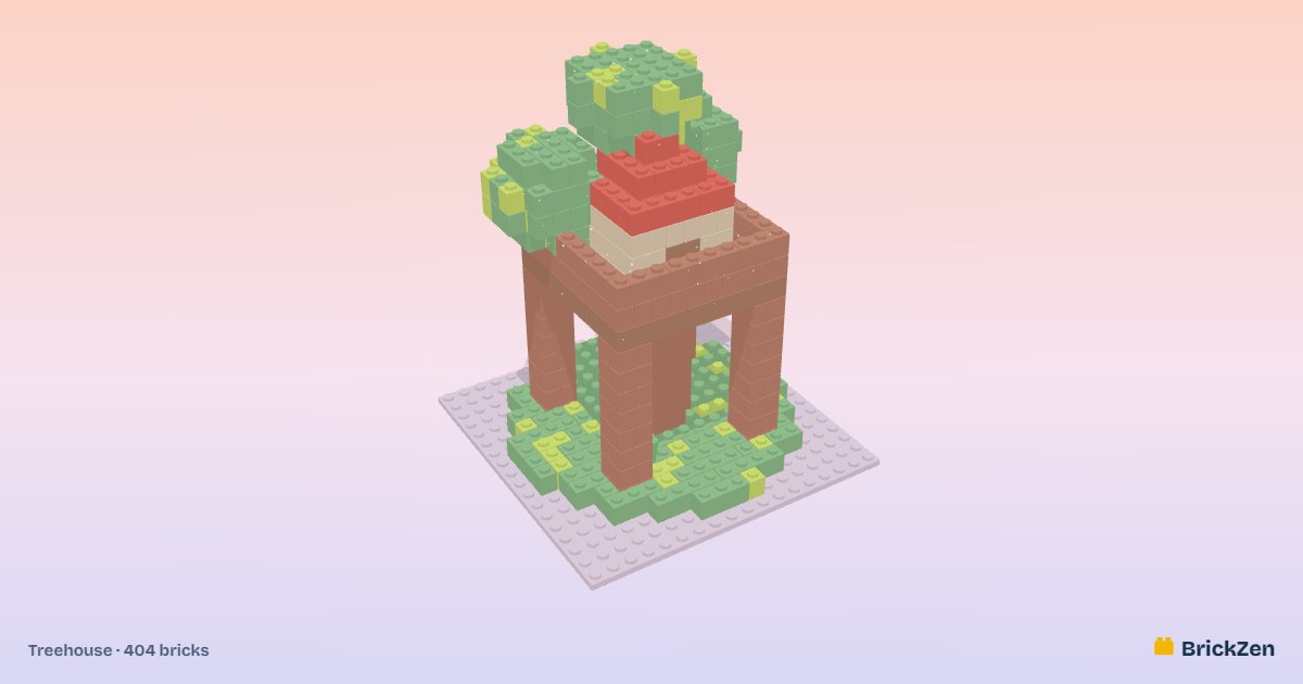 Treehouse built from 404 toy bricks in BrickZen