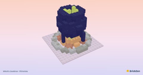 Witch's Cauldron built from 175 toy bricks