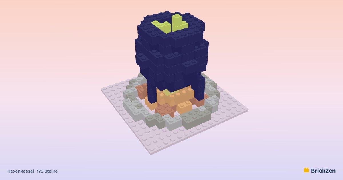 Hexenkessel aus 175 Spielzeugsteinen, gebaut in BrickZen